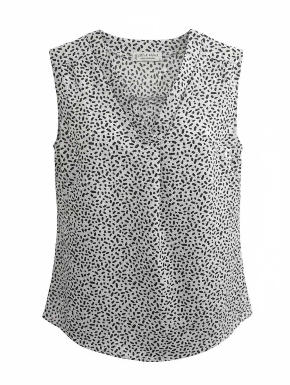 Jon & Anna Contemporary Women's Large Gray Black Print Sleeveless V-Neck Top